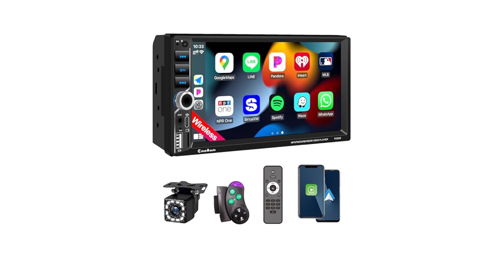Amazon.com: 7'' Wireless Apple CarPlay Double Din Car Stereo